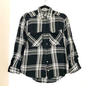 Express Plaid Flannel button down shirt with fold up sleeves